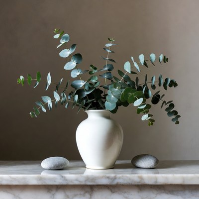 Eucalyptus Bouquet in White Vase