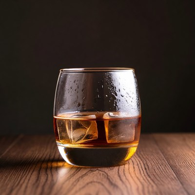 Whiskey Glass with Ice Cubes
