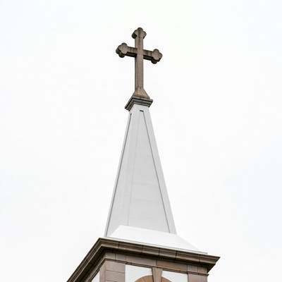 Wooden Cross on Church Steeple
