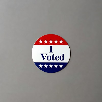 I Voted Sticker on Gray Background