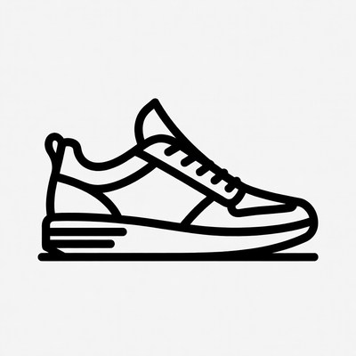 Black Outline Sneaker Illustration
