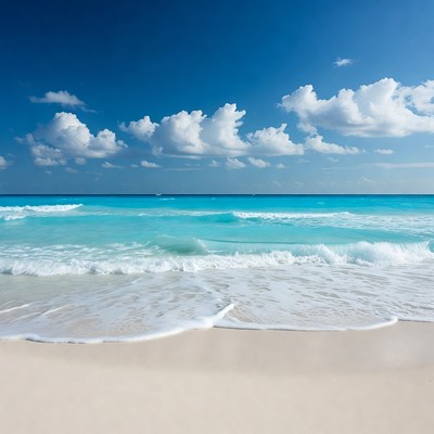Turquoise Ocean Waves on Sandy Beach