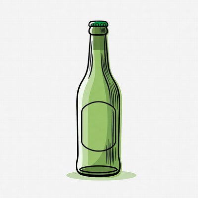 Green Beer Bottle Illustration