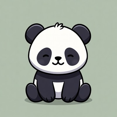 Cute cartoon panda sitting