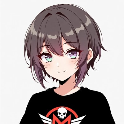Anime girl with skull M logo shirt