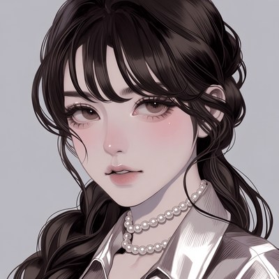 Anime girl with pearl necklace