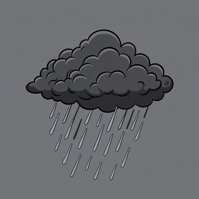 Cartoon Dark Cloud Raining