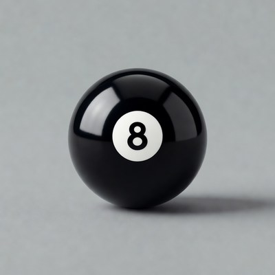 Black 8 Ball on Gray Background