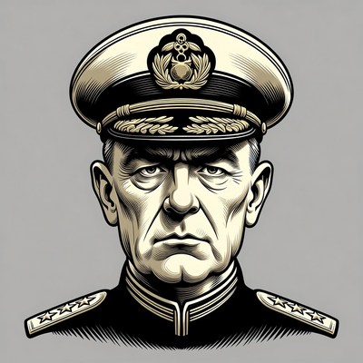 Navy Captain Portrait Illustration