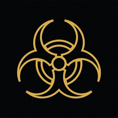 Gold Biohazard Symbol on Black