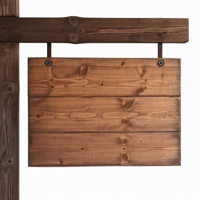 Blank wooden sign on post