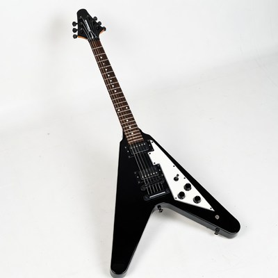 Black and White Flying V Guitar