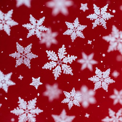 Snowflakes on Red Background