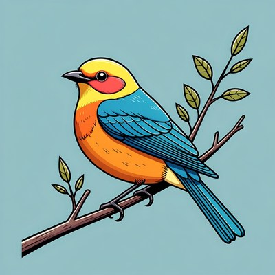 Colorful bird perched on branch