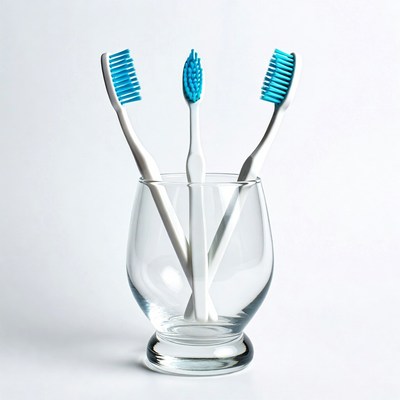 Three Toothbrushes in Glass