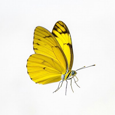 Yellow butterfly on white background