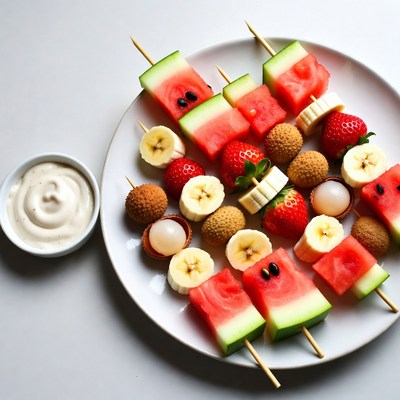 Fruit Skewers Platter with Dipping Sauce
