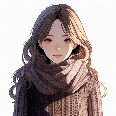 Asian woman in scarf and sweater