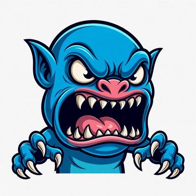 Angry Blue Cartoon Goblin