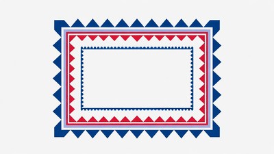 Red Blue Triangular Border Frame