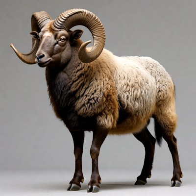 Bighorn Sheep with Large Curved Horns