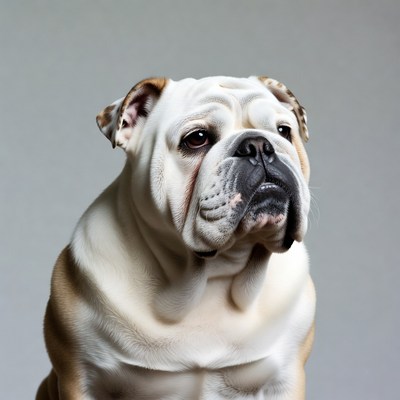 Bulldog on gray background