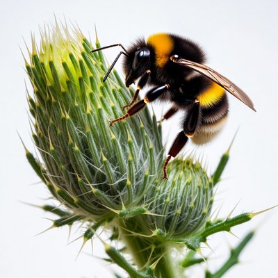 Bumblebee on Thistle Flower