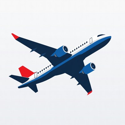 Blue Airplane Flying Illustration