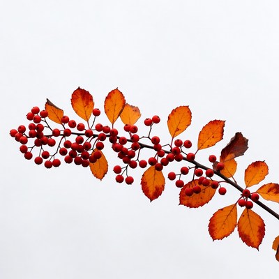 Red Berries on Autumn Branch