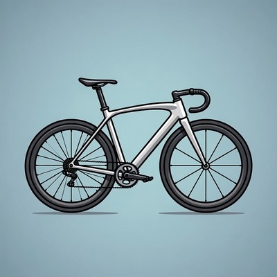 Silver Road Bike Illustration