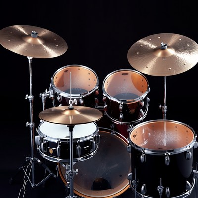 Drum Set on Black Background