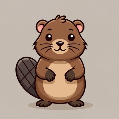 Cute cartoon beaver standing