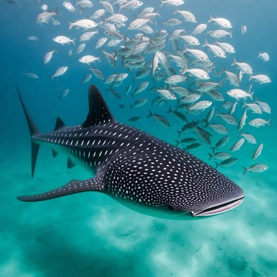 Whale Shark Swimming with Fish