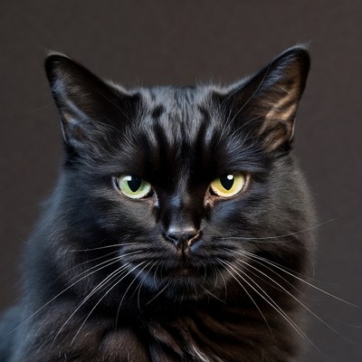 Black cat with green eyes