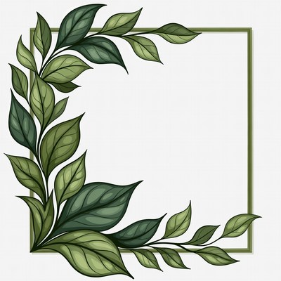 Green Leaf Frame Border