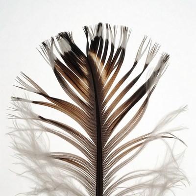 Brown and white bird feather