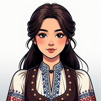 Asian woman in embroidered vest