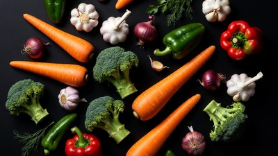 Fresh vegetables on black background
