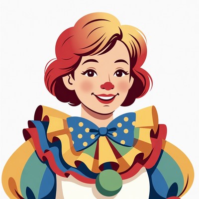 Smiling female clown illustration