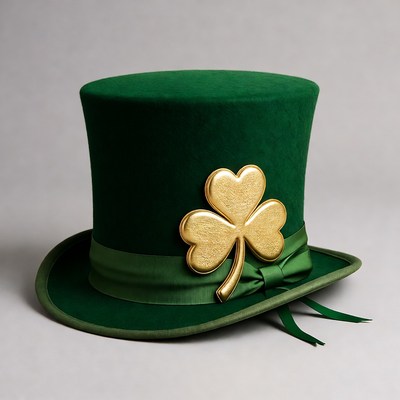 Green Top Hat with Gold Shamrock