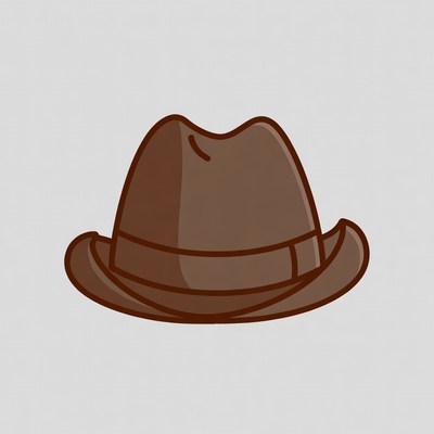 Brown fedora hat illustration