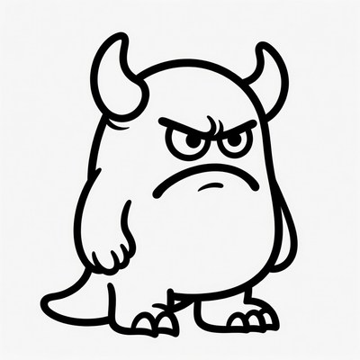 Angry cartoon monster with horns
