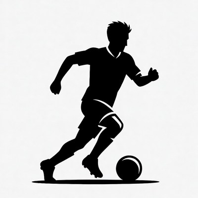 Soccer player kicking ball silhouette