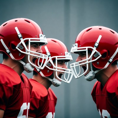 Football players shouting in huddle