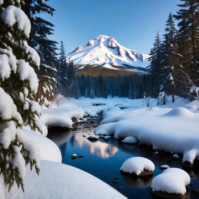 Mount Hood Snowy River Forest