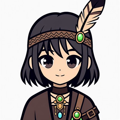 Anime girl in Native American headdress