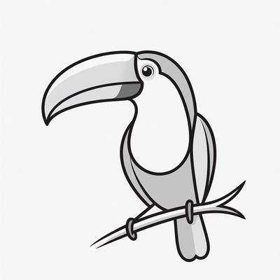 Cartoon Toucan on Branch