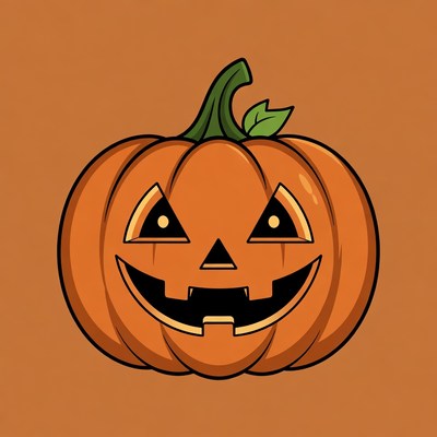 Smiling Jack-o'-lantern Pumpkin Illustration