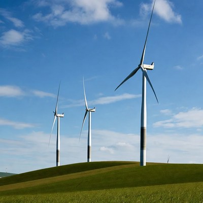 Wind Turbines on Green Hills