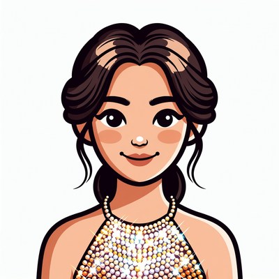 Smiling Asian woman in sparkling dress